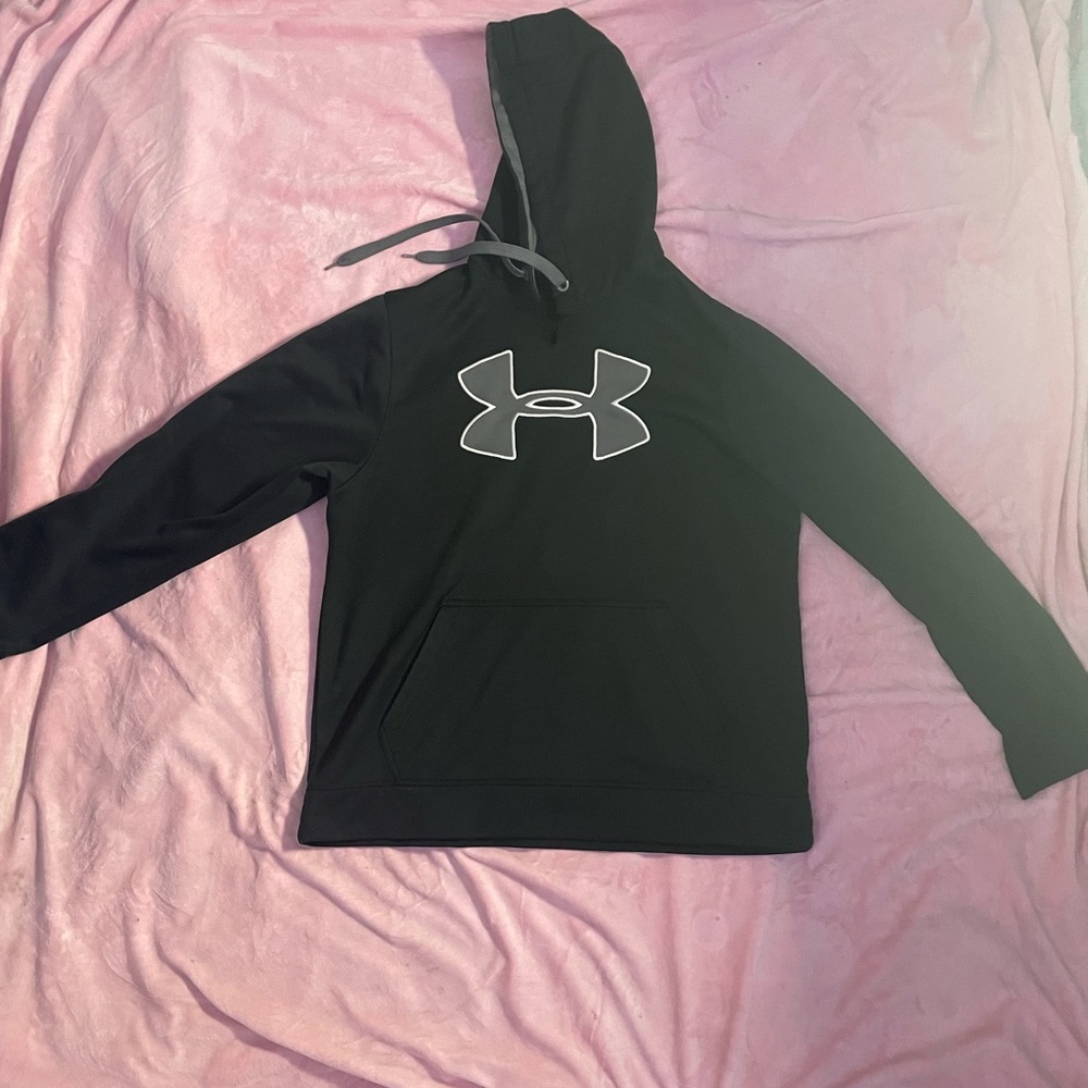 Black Under Armour Hoodie with Gray and White Logo